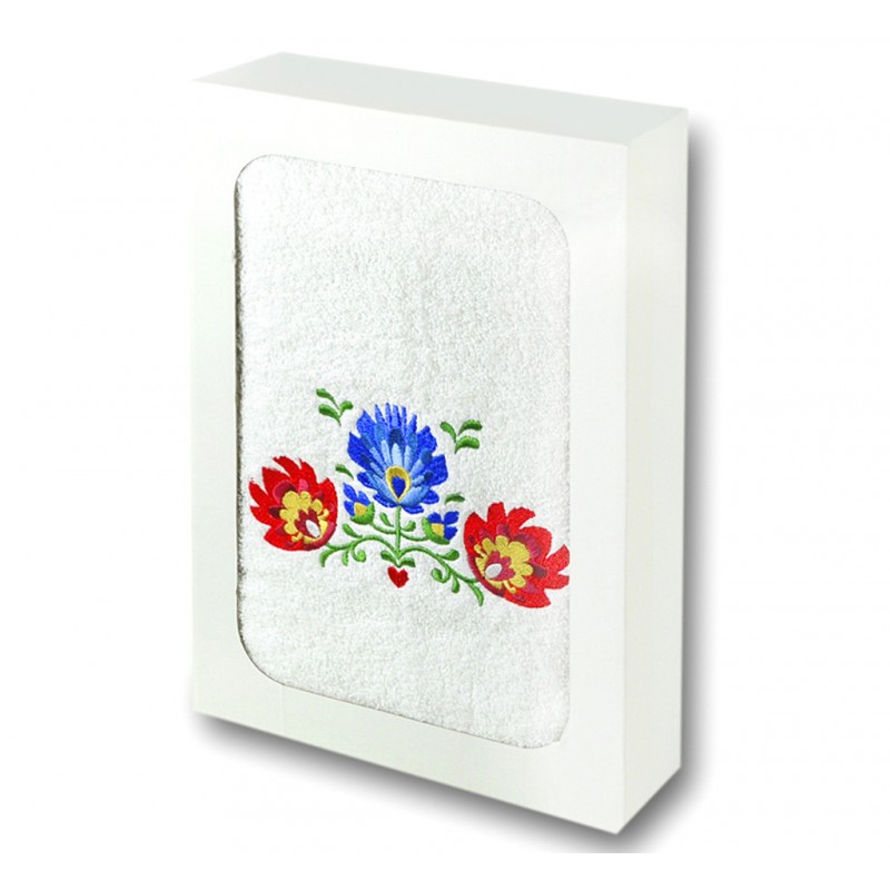 ręcznik z ludowym haftem kwiaty łowicz
