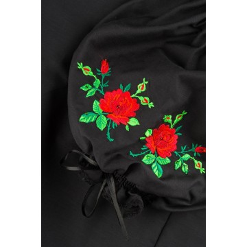 Ludowa bluzka haft róże czarna