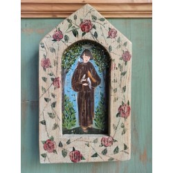 ludowy obraz, kapliczna na drewnie sw franciszek