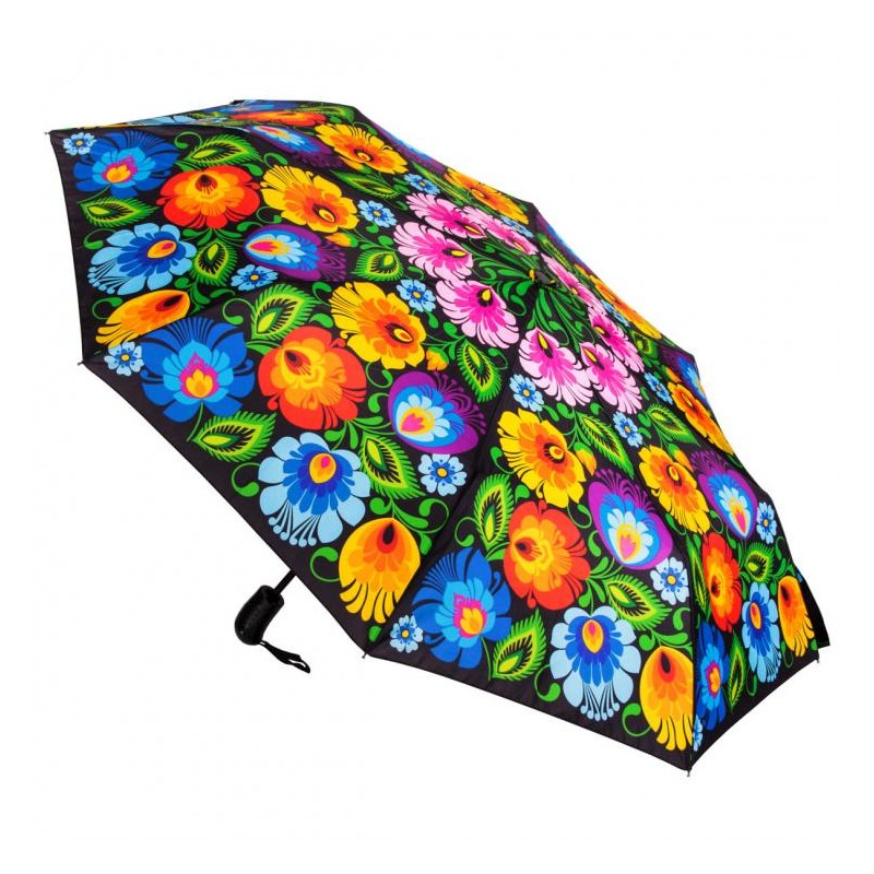 parasolka z ludowymi łowickimi kwiatami