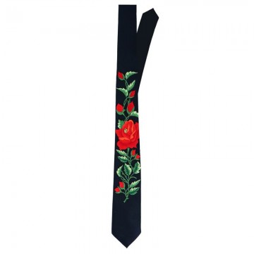 Haftowany krawat ludowa róża