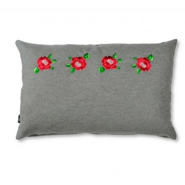 poduszka z haftem ludowe róze szara