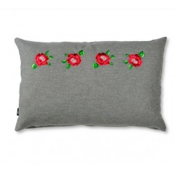 poduszka z haftem ludowe róze szara