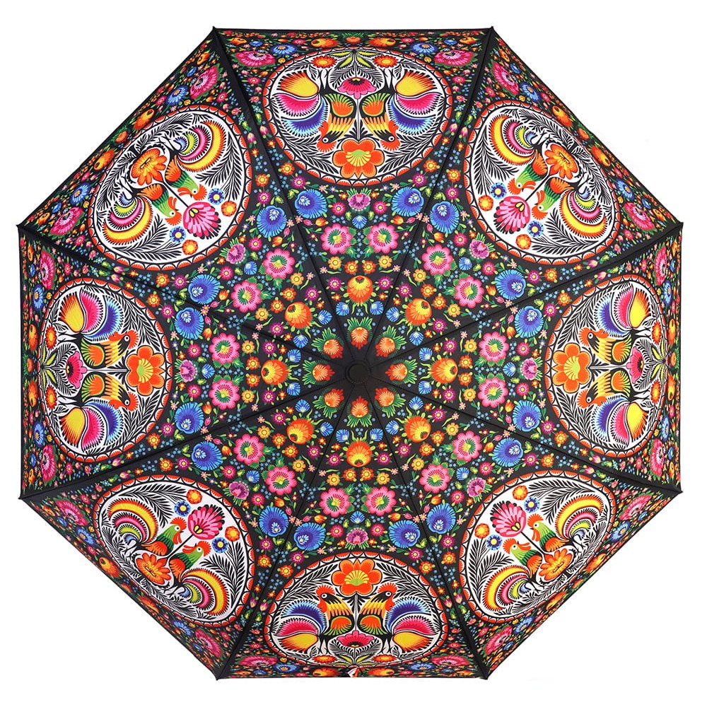 folkowy parasol w ludowe koguty